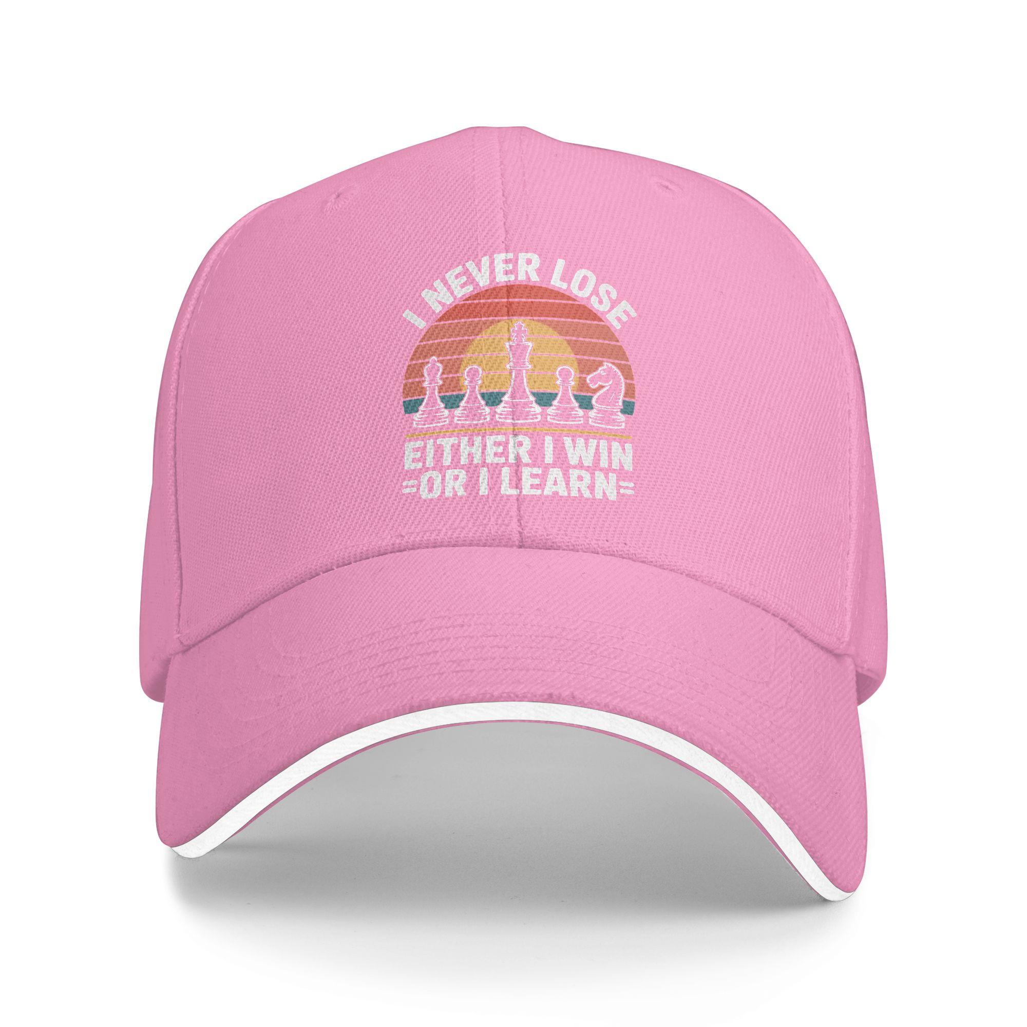 I Never Lose Either I Win Or I Learn Baseball Cap Merchandise Vintage Chess Lovers Trucker Hat For Men Women Casual Headewear Adjustable