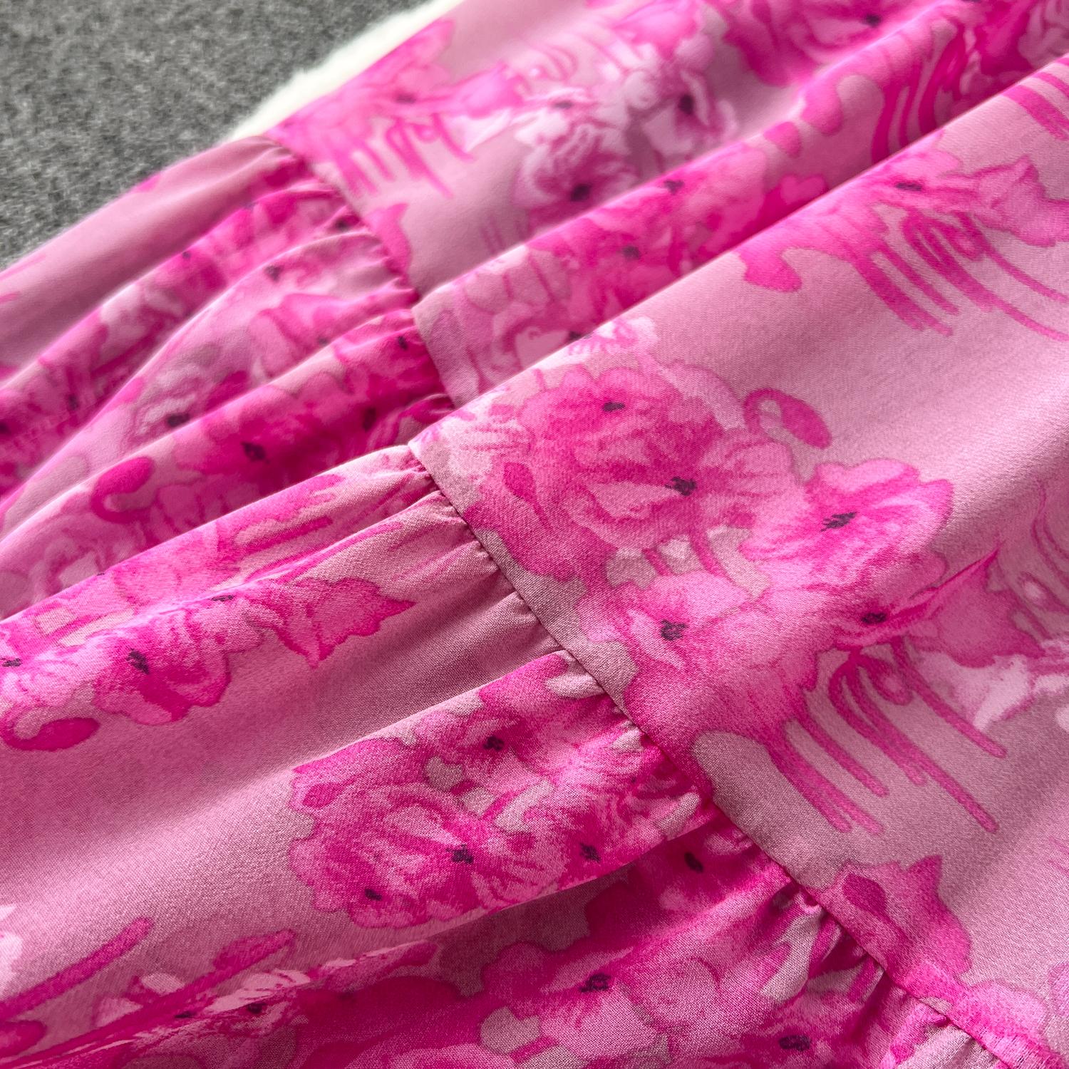 Осеннее винтажное женское платье миди с цветочным принтом — фото 17