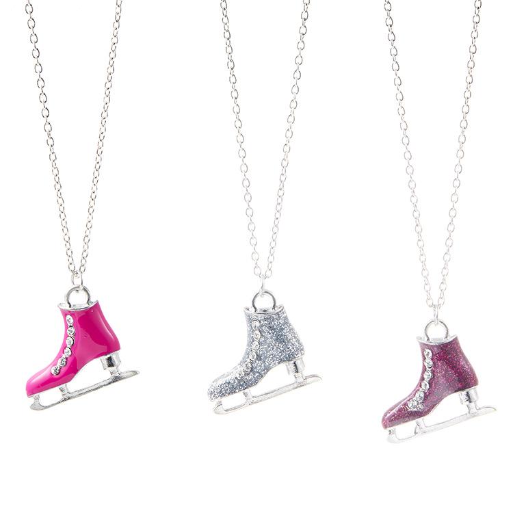 Multicolor Ice Skates Pendant Necklace with Alloy Sweater Chain