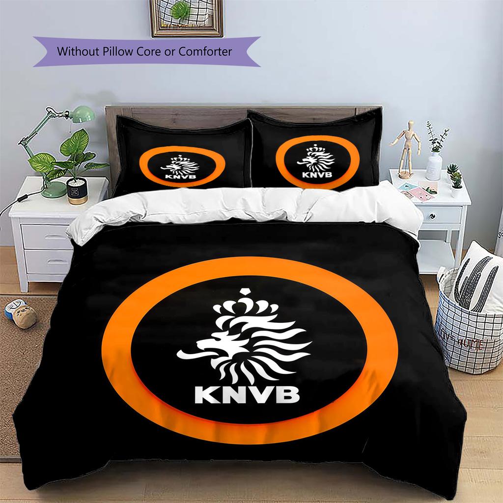 KNVB Muster Bettwäsche Bettdecke Set Heimdekoration Geschenk (1 Bettbezug + 2 Kissenbezüge (ohne Füllung))