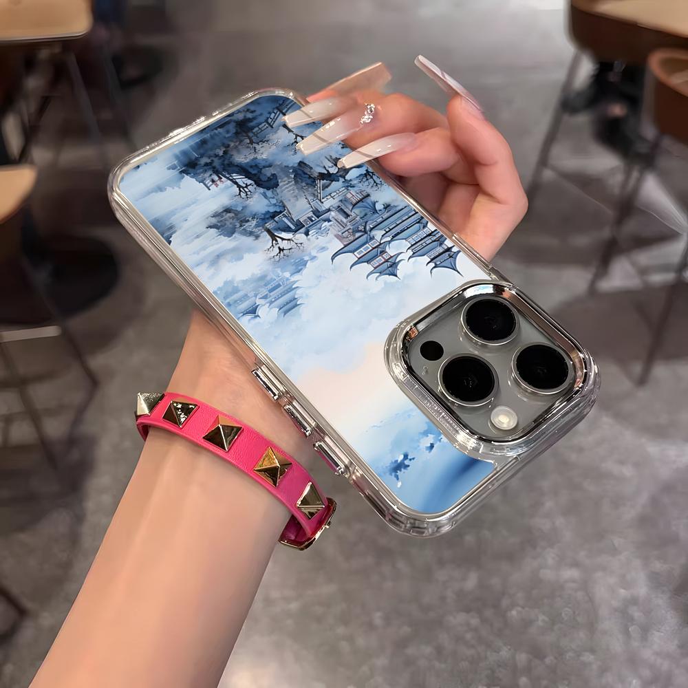 Oriental Blue And White Phone Case For IPhone 17 Air 16 15 14 13 12 11 Pro Pro Max Plus Transparent Soft Cover