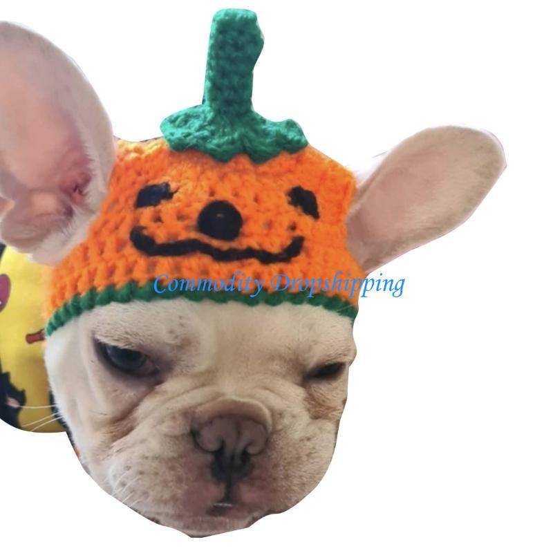 Y5JC Pet Halloween Costume Pumpkin Hat Dogs Festival Party Costume Knitted Hat China Mainland