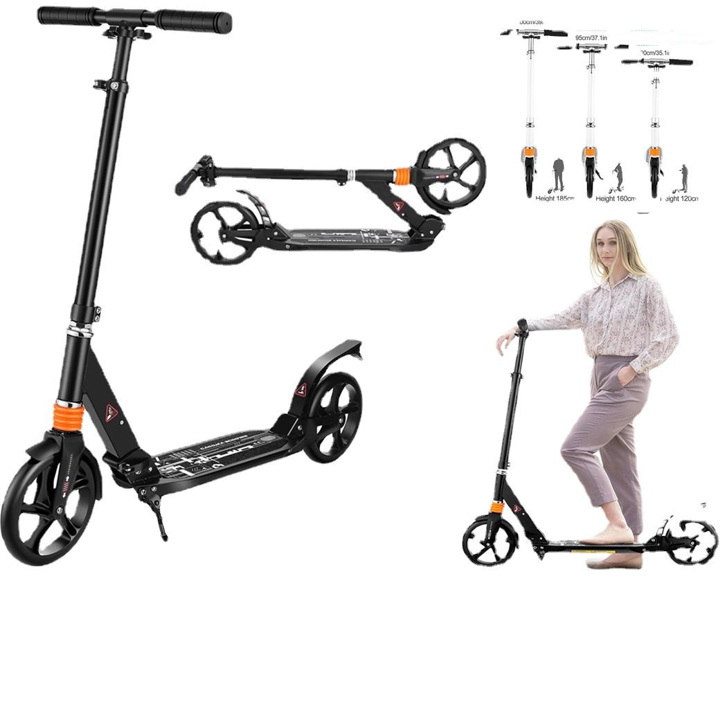 

3 регулируемых по высоте самоката для детей и взрослых, складной 2 колеса, широкий тормоз на заднем крыле, 33,1x14,9x13,8 дюйма