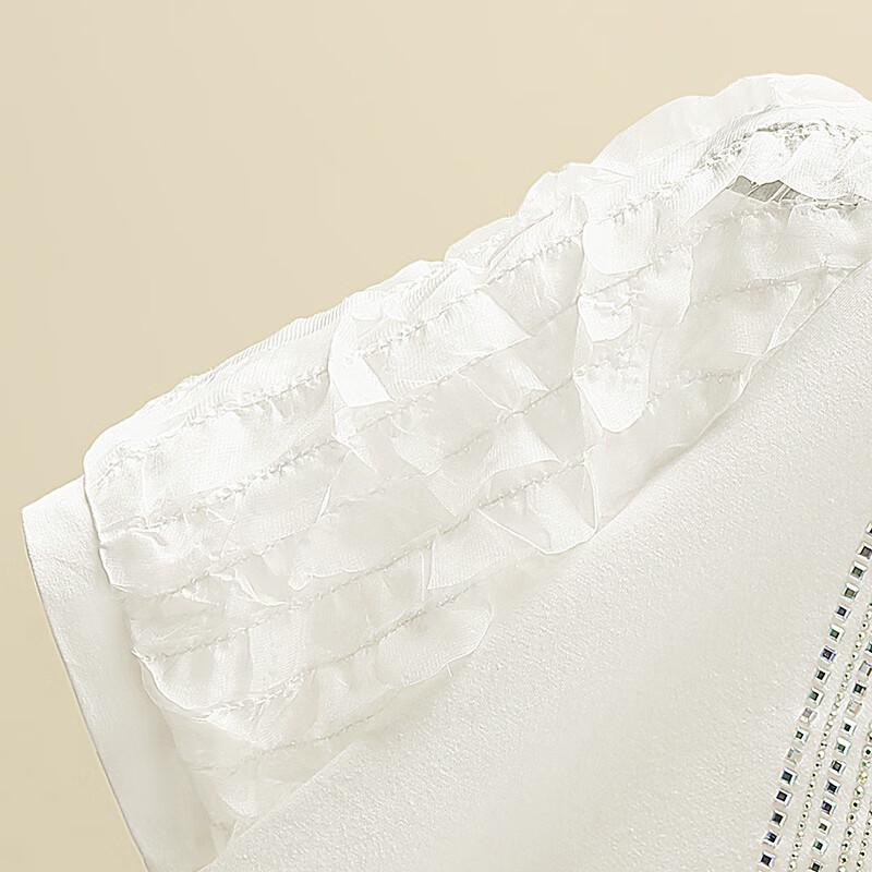 Camiseta de Moda para Mujer Sibaishere con Volantes de Pedrería y Patchwork