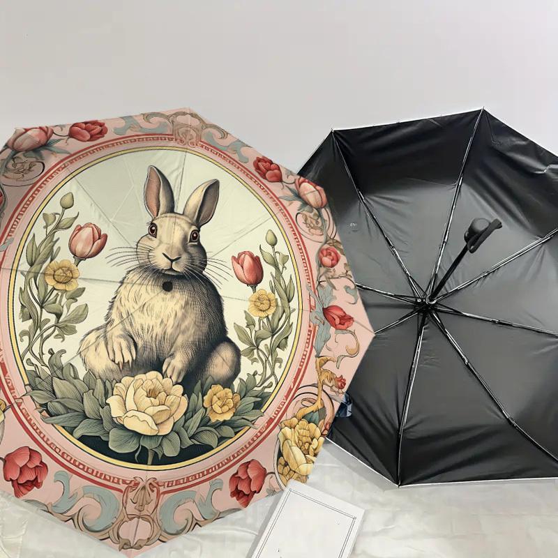 1PC rabbit floral Automatic Open/Close Umbrella Compact Folding Umbrella with 8-Rib Shaft lightweight esign, Highquality Fabric1159A
