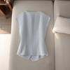 Women Suit Waistcoat V-Neck Sleeveless Single Button Irregular Design Suit Vest Solid