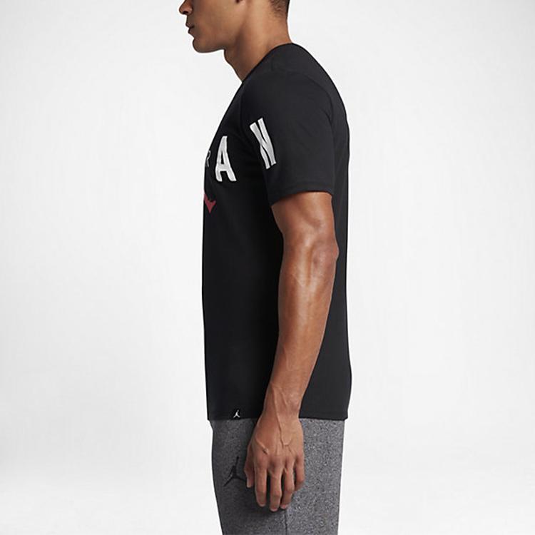 Jordan Alphabet Logo Print Short Sleeve T-shirt Men Tops Black BQ5093-010