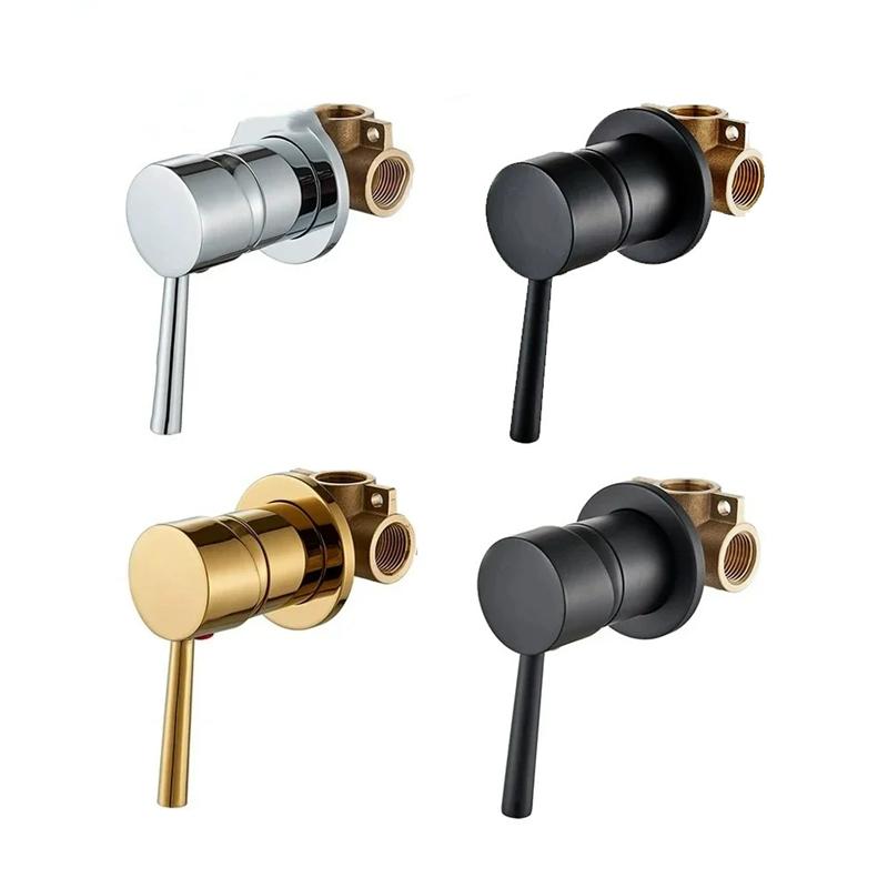 Gold Mixer Water Tap Shower Valve Bathroom Water Faucets Shower Splitter Valve Black Chrome Round Solid Brass Concealed