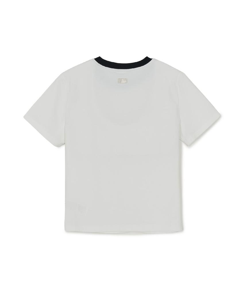 Emelbi Women'S Summer Fruit Ringer Slim Semi-Crop Short Sleeve T-Shirt Ny (White)