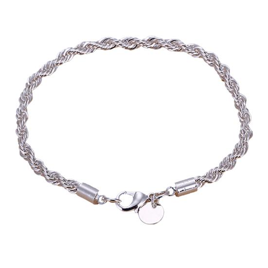 Women Elegant Silver Plated Twisted Chain Bracelet Bangle Jewelry Fashion Accessories for Party