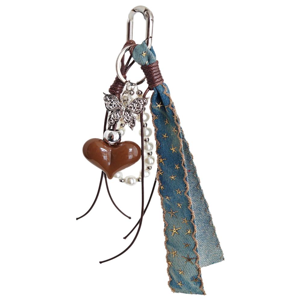 Cowboy Ribbon Bag Pendant Pearl Bag Charm New Love Heart Pendant Fashion Accessories