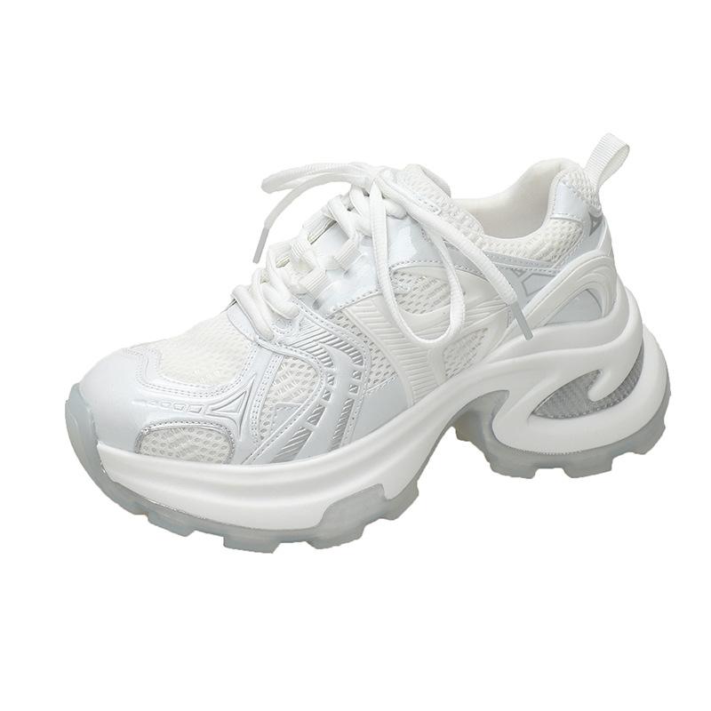 Small Platform Dad Shoes Women's 2025 Spring New Silver Mesh Fashion Versatile Height-increasing Casual Sports Shoes