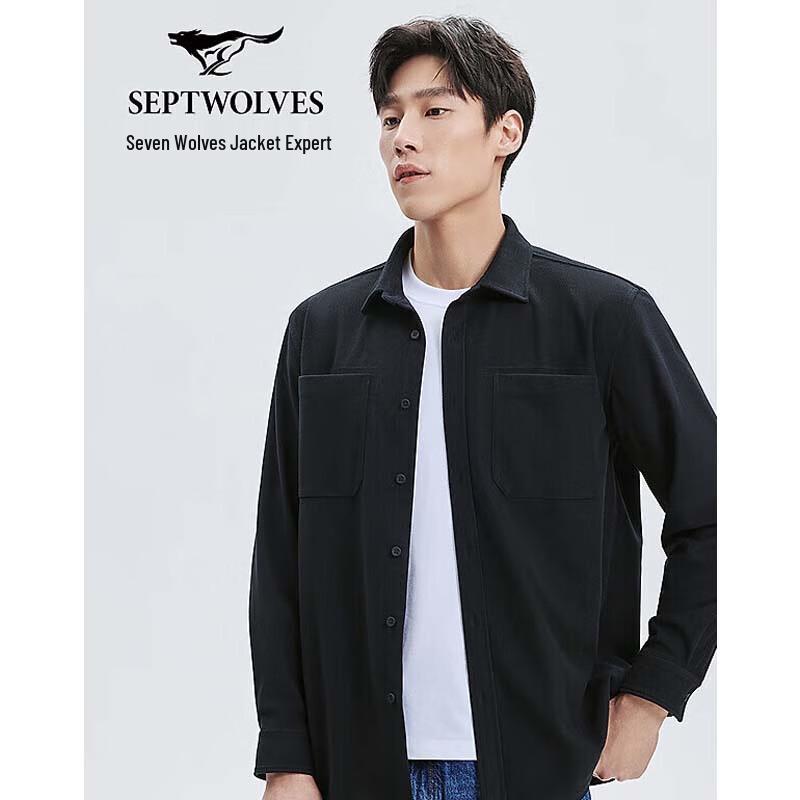 Septwolves Men s Corduroy Long Sleeve Casual Shirt L