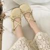 Women Shoes 2025 Summer New Comfort Non Slip Bow-knot Round Toe Mary Jane Shoe Soft Sole Cross Tied Women's Ballet Flats