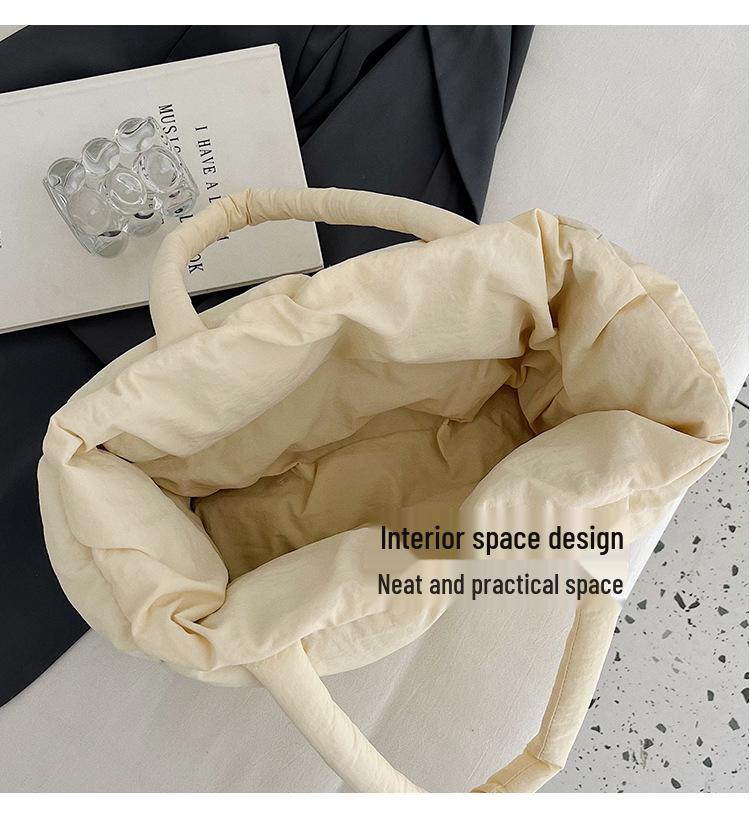 Autumn/Winter Plaid Nylon Padded Tote: Casual, Versatile, Large Capacity Shoulder Handbag