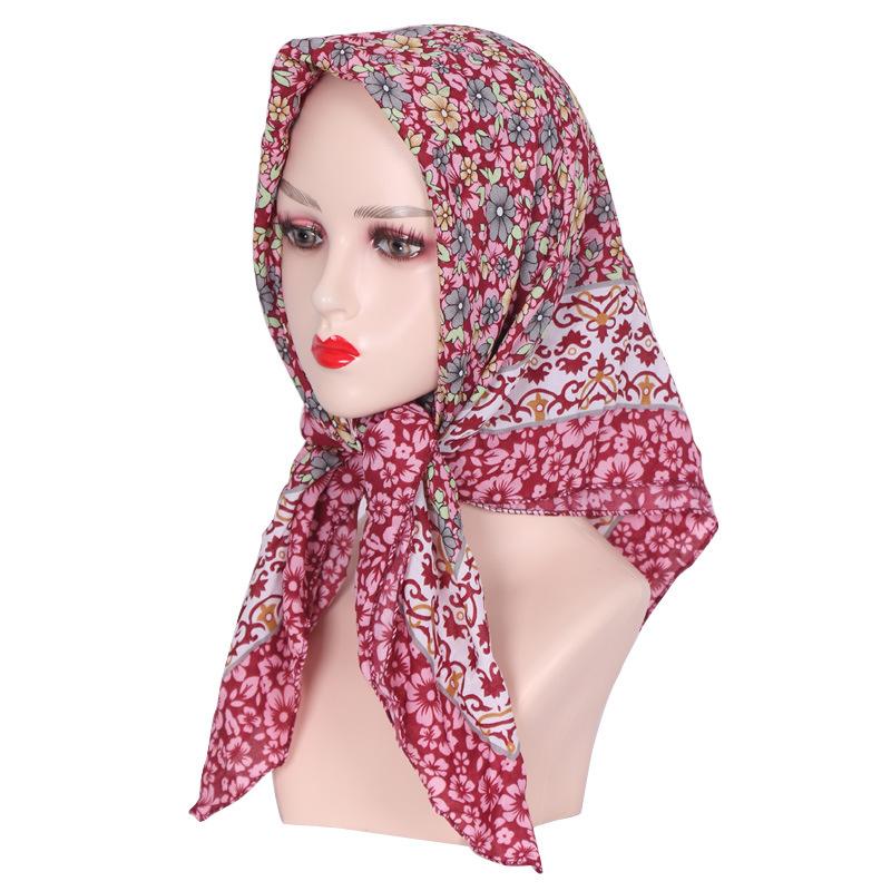 85*85Cm Hijabs For Woman Scarf Muslim Headscarf Printed Square Scarves Thin Luxurious Retro Handkerchief Babushka New