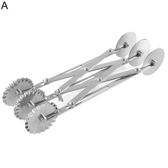 Pizza Hob Stretchable Non-rusting 2 Heads 3/5/7 Wheels Stainless Steel Pastry Cutting Wheel for Kitchen