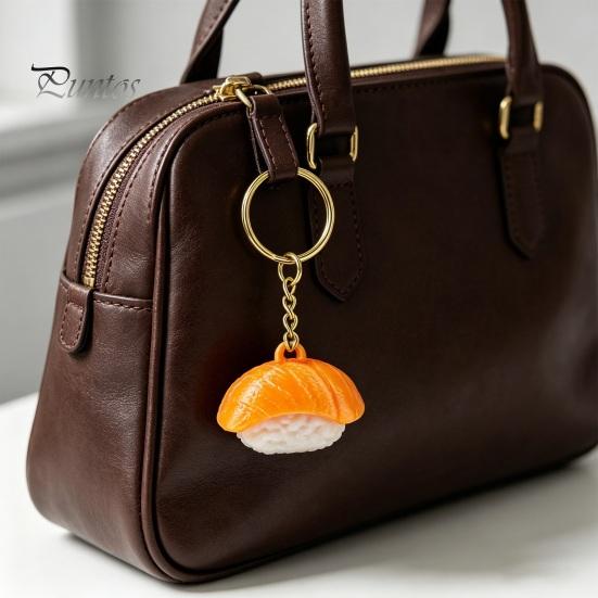 Stress Relief Toy 1/6Pcs 3D Printed Sushi Clicker Keychain, Push Button Fidget Toy, Finger Keyring Pendant Backpack Handbag Charm Gadget