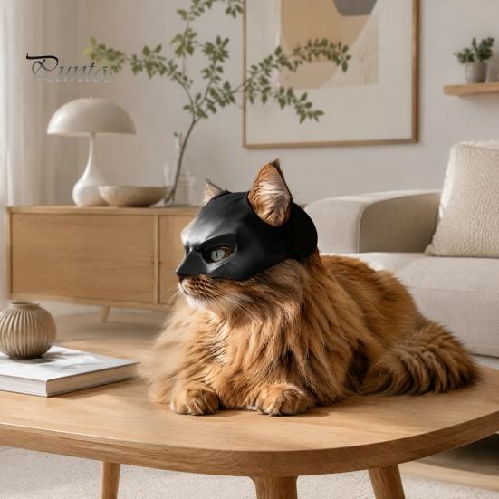 Comfortable Cat Face Mask Bat Mask, Funny Helmet, Hat Cosplay Costume, Adjustable Pet for Holiday Costume Gear Halloween Party Photo Props,