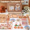Kawaii School Stationery Set Cartoon Capybara Sticky Notes  Desktop Organizer