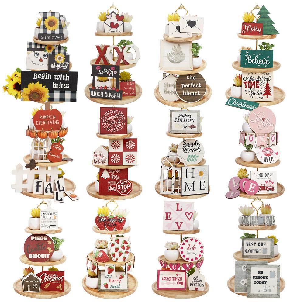 Day Festive Valentines Wooden Tray Signs With Playful Themes For Home Styling