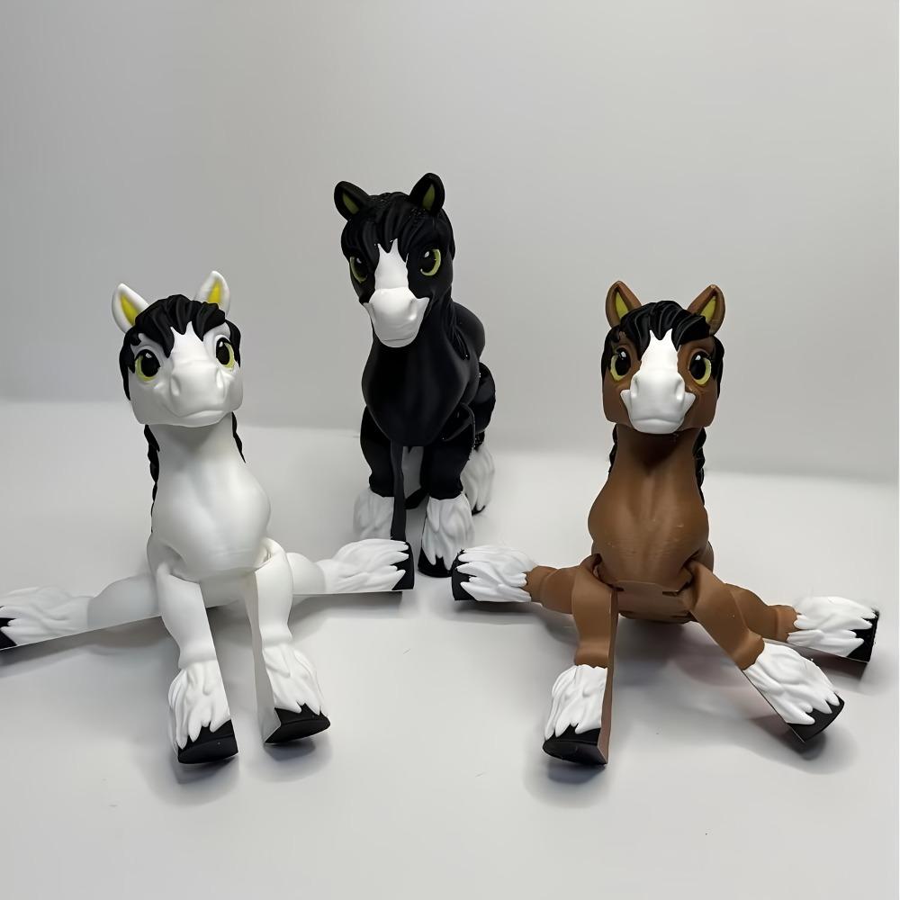 3D Printed Horse Pony Model Flexible Animals Toy Statue Movable Joints Home Office Decor Fidget Toys Stress Relief Animal Toys