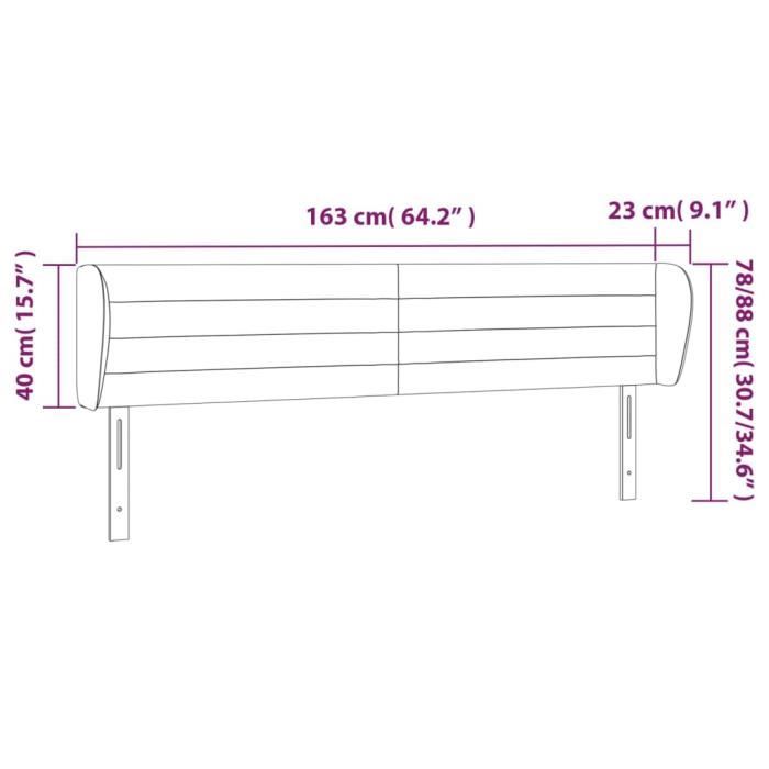 VidaXL Headboard with Ears Black 163x23x78-88 Cm Velvet3117340