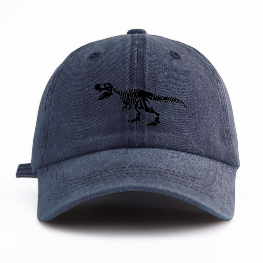 pc Black T Rex Print Washed Baseball Cap for Adults  Minimalist Retro Style Casual Soft Adjustable Dad Hat Perfect As Gift