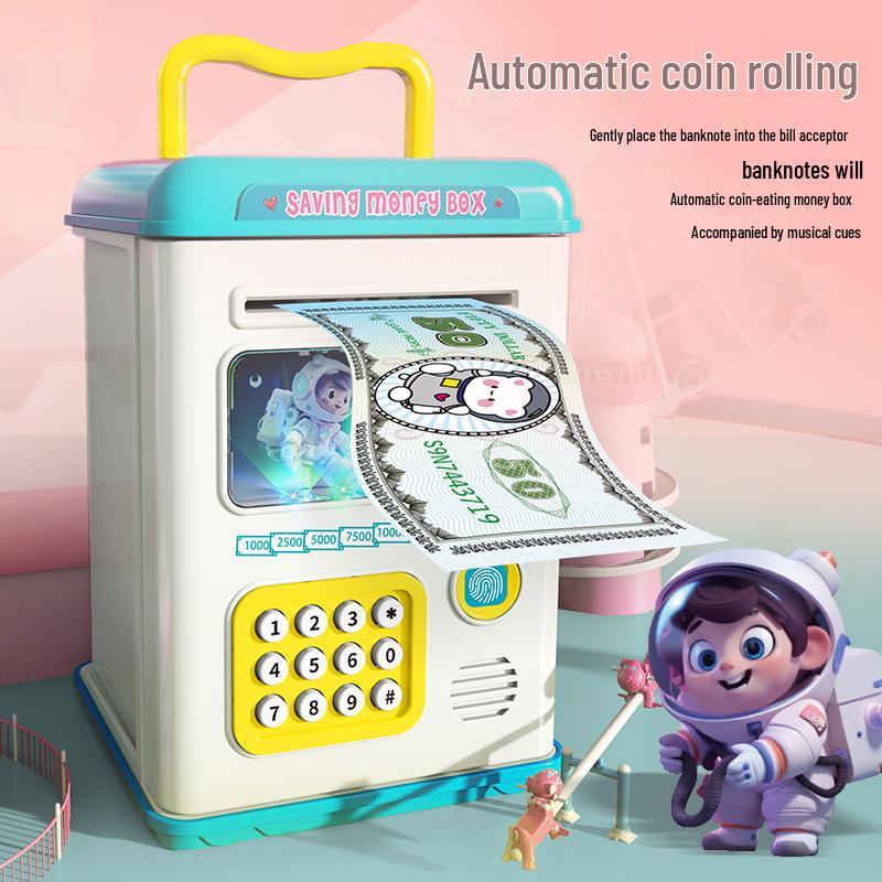 Large Capacity Cartoon Piggy Bank with Auto Deposit/Withdrawal & Password Lock – Safe Gift for Kids