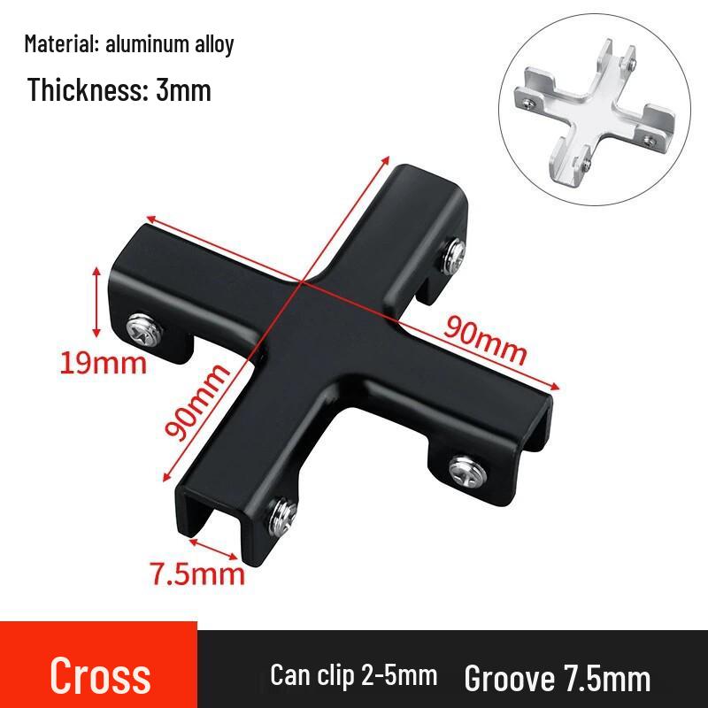 L-Shaped Right Angle Aluminum Kitchen Sink Clamp & Glass Shelf Clip