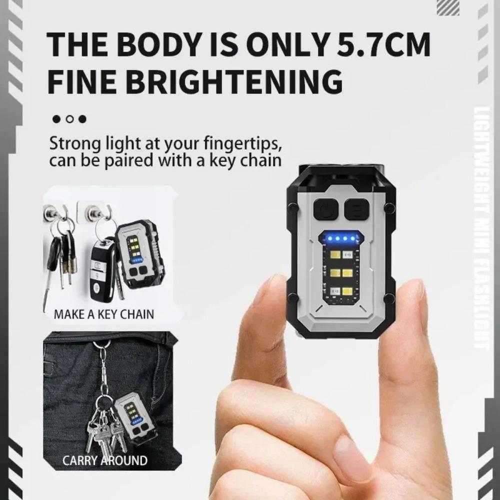 Mini LED Keychain Light Portable Magnetic EDC Flashlight Outdoor Camping Fishing Emergency Work Hat Clip Lamp With FingertipGyro