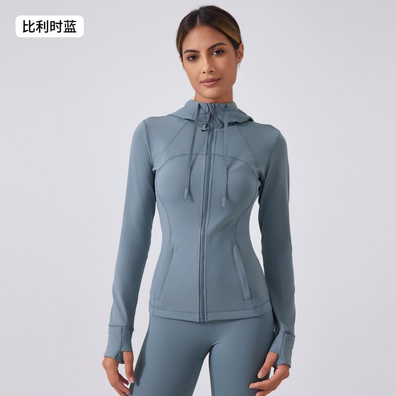 Womens Lightweight Fleece-Lined Yoga Hoodie Tight Fit Running Jacket Gym Fitness Winter