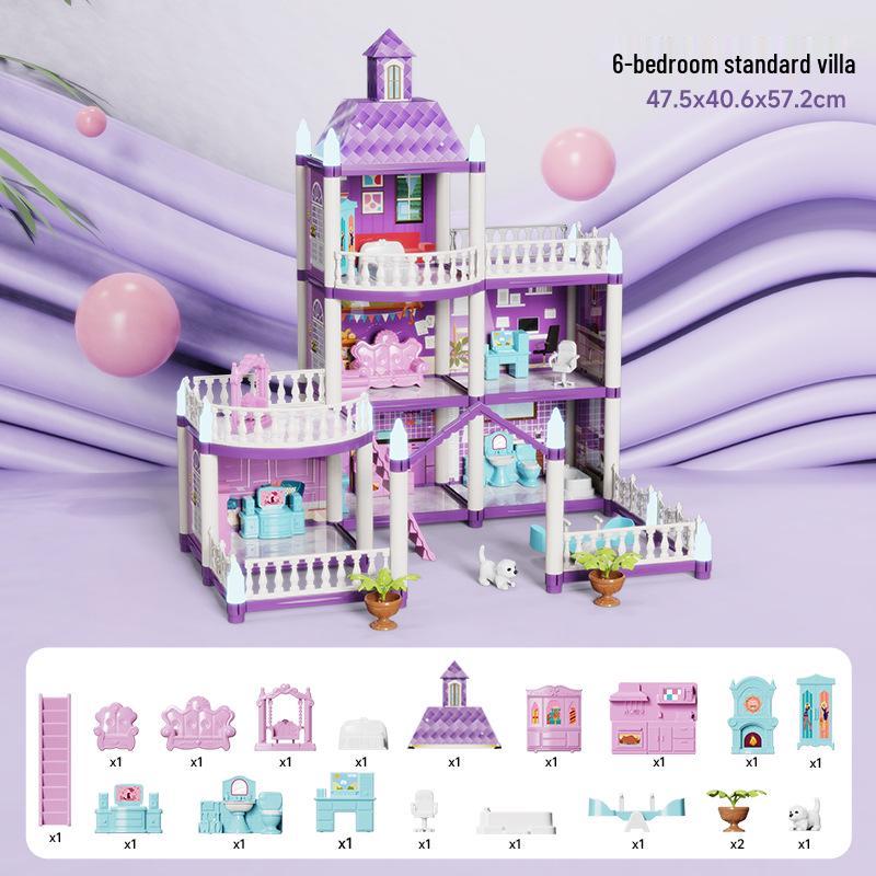 Cross-Border Princess Castle Dollhouse for Girls, Pretend Play Toy, Birthday Gift for Ages 3 and Up