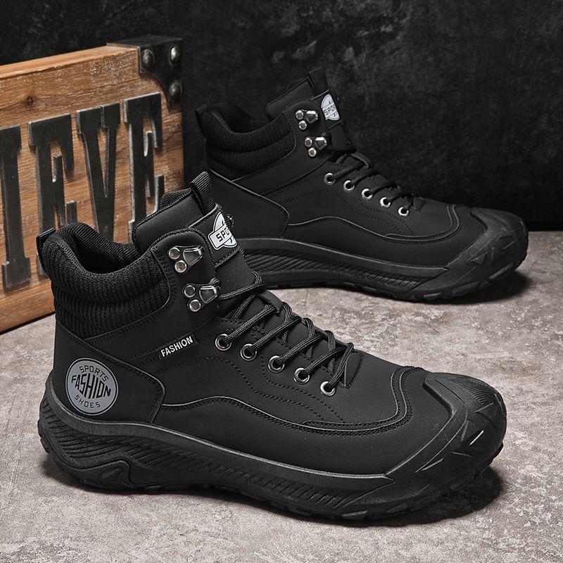 

Ботинки Martin мужские высокие рабочие ботинки ретро байкерские мягкие кожаные ботинки 44 чёрный