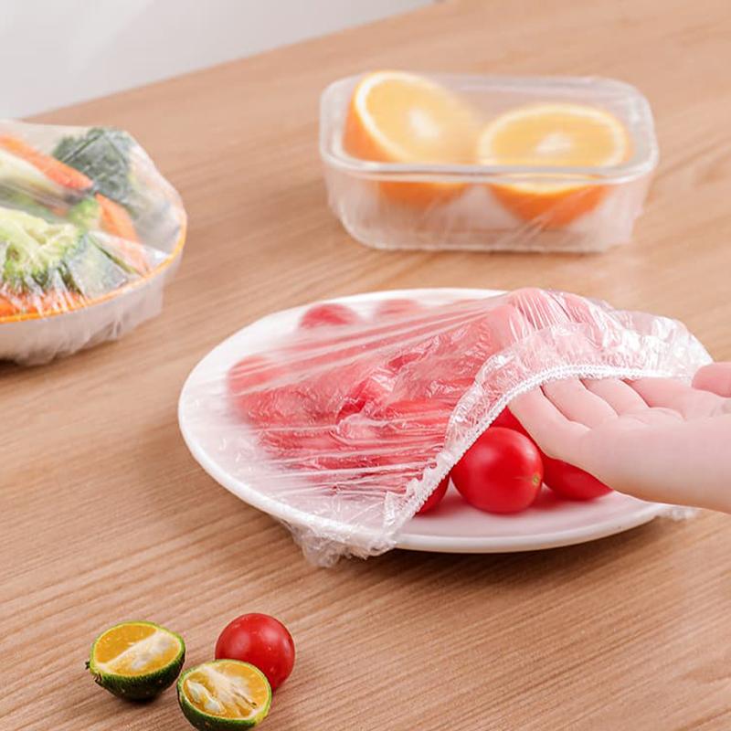 300 szt. Jednorazowa Pokrywka z Folii Plastikowej Zdejmowana Klasa Spożywcza Miska i Talerz Przechowywanie Domowa Pokrowiec Przeciwkurzowy Worek do Przechowywania Świeżości