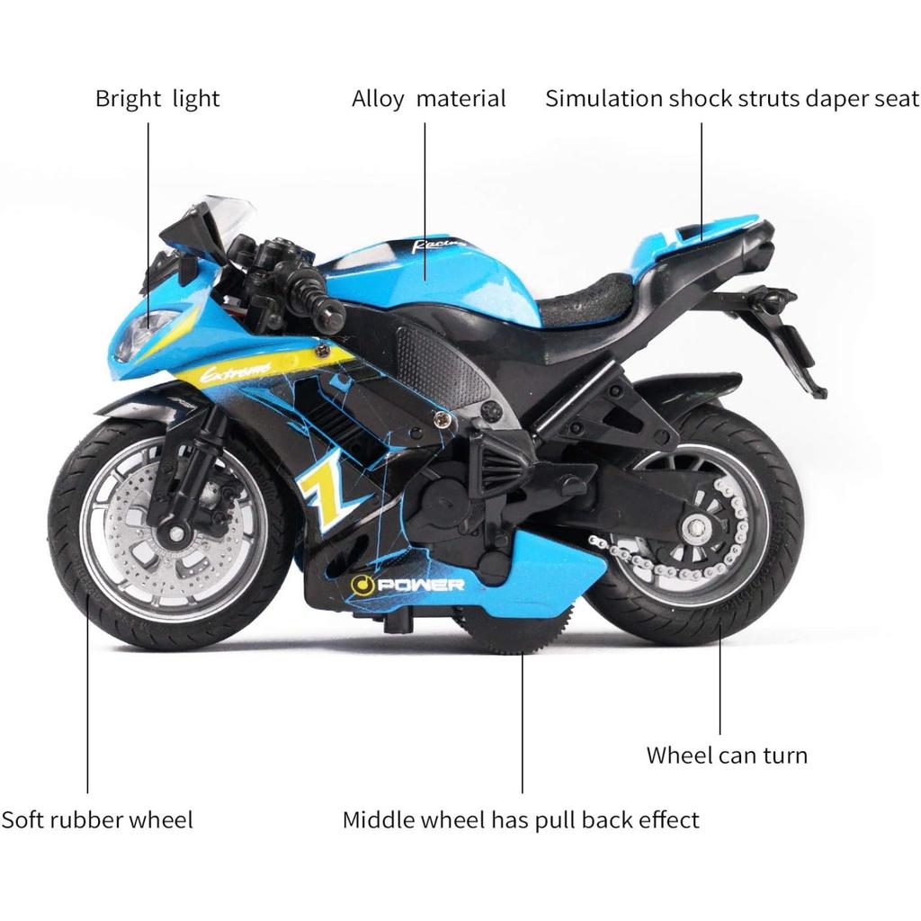 1/14 Kawasaki Miami Motorcycle Toy, with Light and Music Toys Motorcycle Diecast Models, Toy Motorcycles for Boys, Toy Motorcycle for Kids 3-9