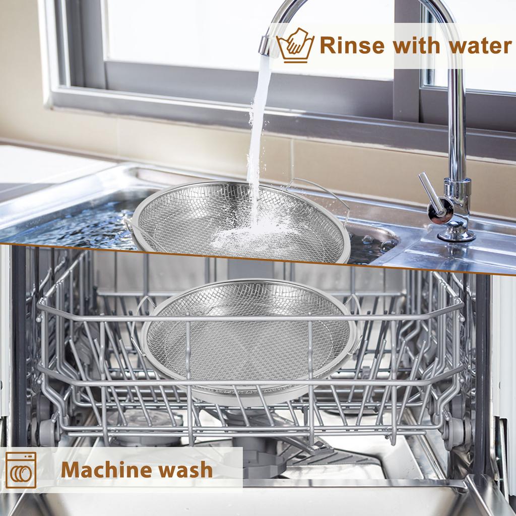 Multi-function Oil Filter Tray Round Stainless Steel Fried Food Draining Rack Heat Resistant Mesh Draining Basket with Drip Pans