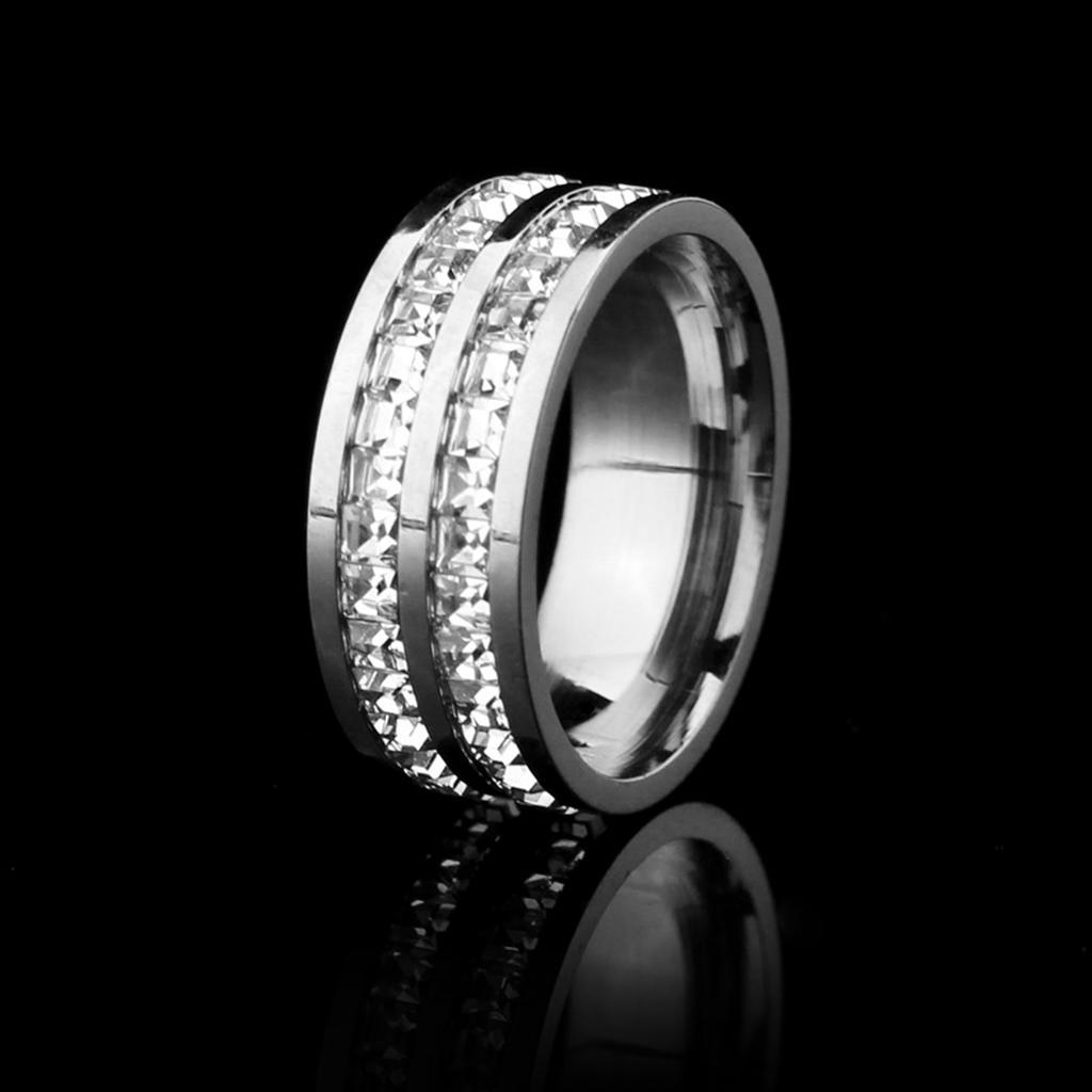 Anello di Coppia in Acciaio Inossidabile Oro Rosa Moda Anello di Coppia in Acciaio di Titanio Zircone Gioielli di Lusso per Uomini e Donne Regali di Matrimonio
