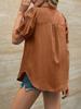 Women's Puff Short Sleeve Button Down Shirt Collared V Neck Linen Work Blouse