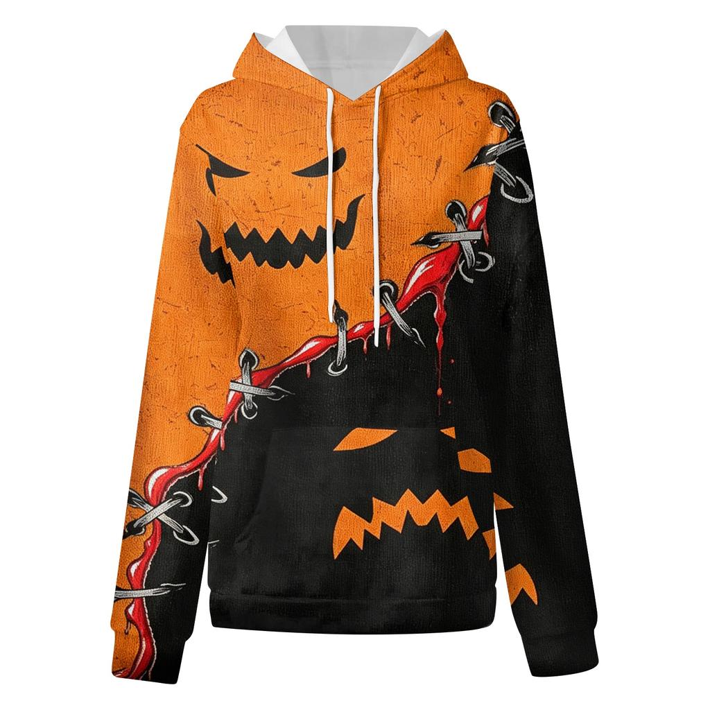 Women's Long Sleeve Halloween Print Hoodie for Festive Fall Outfits