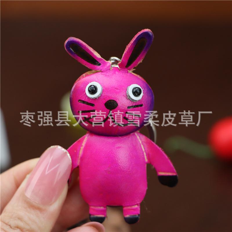 The First Layer Of Cowhide Bunny Pendant, Car Keychain, Cute Bag, Pendant, Accessories, Zodiac Gifts, Gifts