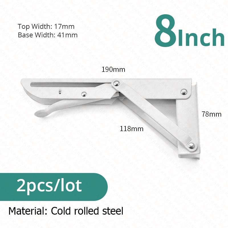 

2pcs Folding Shelf Bracket Heavy Duty Stainless Steel Collapsible Shelf Bracket Hardware for Table Work RV Car Saving Space 8 inch