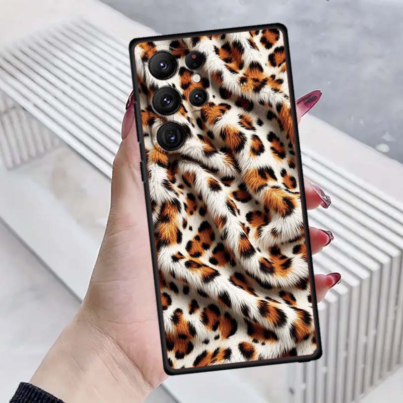 

Роскошный чехол для телефона с принтом леопарда Для Samsung Galaxy S26 S25 S24 S23 S22 S21 S20 Ultra Plus FE 5G Черный Мягкий ТПУ Galaxy S24 FE