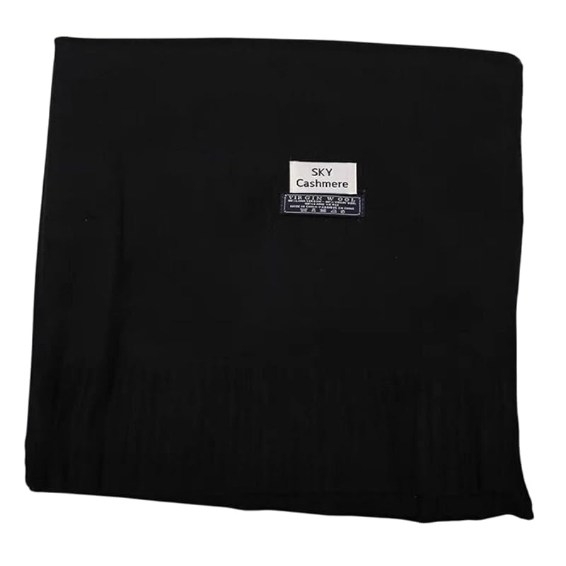 

[MiAn-Corten] ladies cashmere touch Large stall virgin wool sky cashmere kimono Japanese style stole (black)