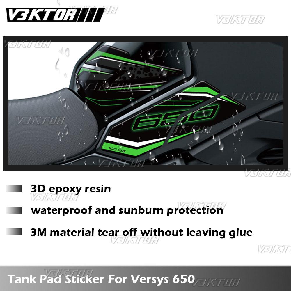 Motorcycle Fuel Tank Pad Sticker Oil Gas Cap 3D Decal Cover Protector Waterproof For versys650 VERSYS 650 2022-2024