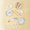 JINGREPUBLIC Brocade Flowers 32-Piece Ceramic Dinnerware Set