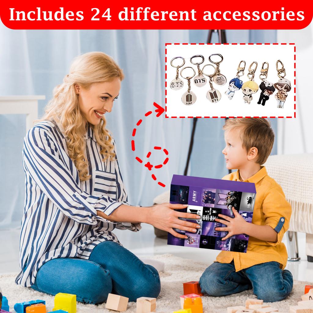 3D Flat Acrylic Mystery Box 24pcs Pendant With Airplane Box Funny Christmas Countdown Calendar