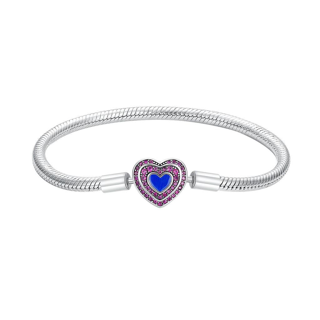 925 Silver Love Heart Bracelet Rose Gold Clasp Bead Charm DIY Jewelry Gift For Women Fashion Moments Bracelet