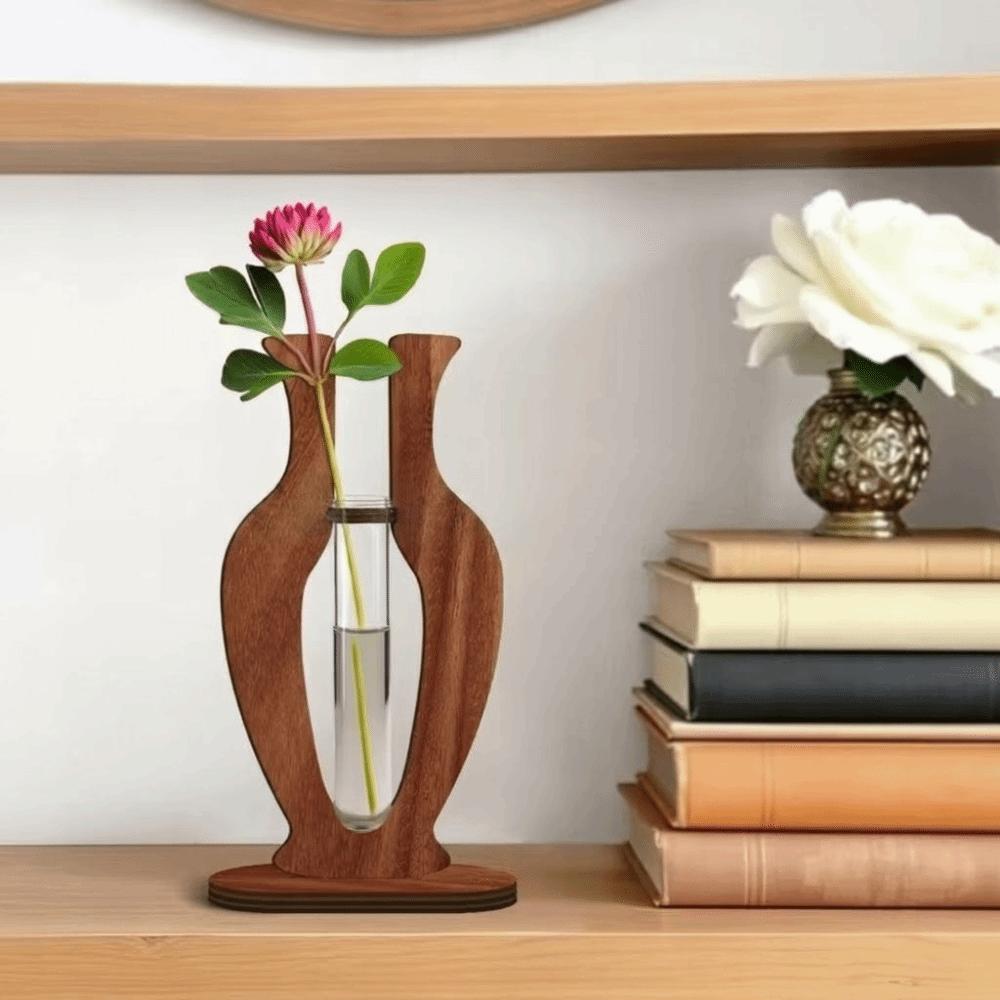 Holzständer Hydrokultur-Vase Bruchsichere Hydrokultur-Pflanzenvase Einfache Transparente Vase Heimdekoration