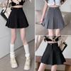 Black Pleated Skirt for Women Summer A-line Skirt Short Skirt Umbrella Skirt Culottes High-waisted Skirt Slimming Skirt Summer